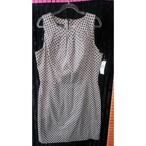 AGB Brown & Cream Geometric Print Sleeveless Sheath Dress, Size 12, NWT